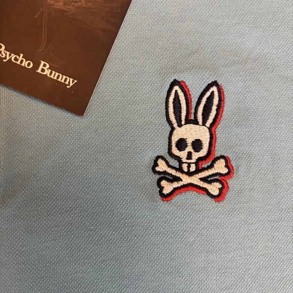 Psycho Bunny Polo Shirt Men's Size Large Light Blue Classic 100% Pique Cotton - Picture 3 of 8